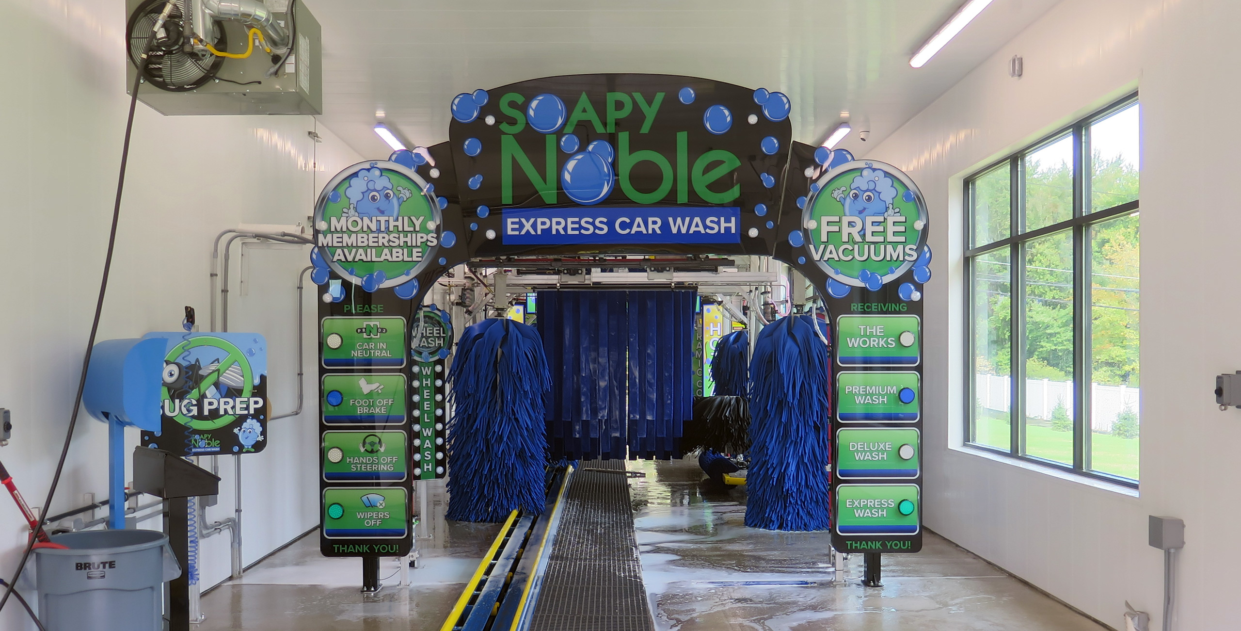 Inside Soapy Noble Car Wash with Graphics